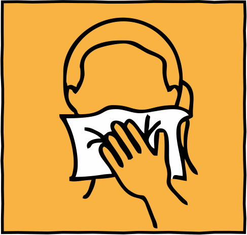 Graphic demonstrating someone coughing into a tissue