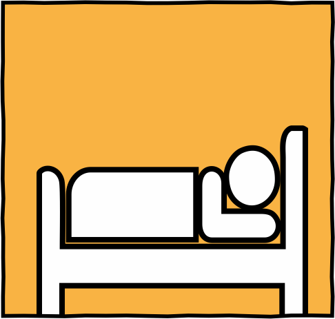 Graphic showing someone in a bed